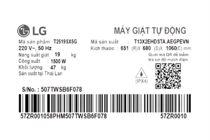 Máy giặt LG AI DD Inverter 19 kg T2519SX5G